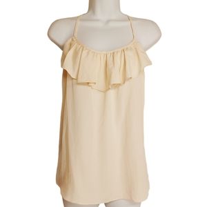 SIS SIS Cream Ruffle Racerback Sleeveless Lightweight Top Small